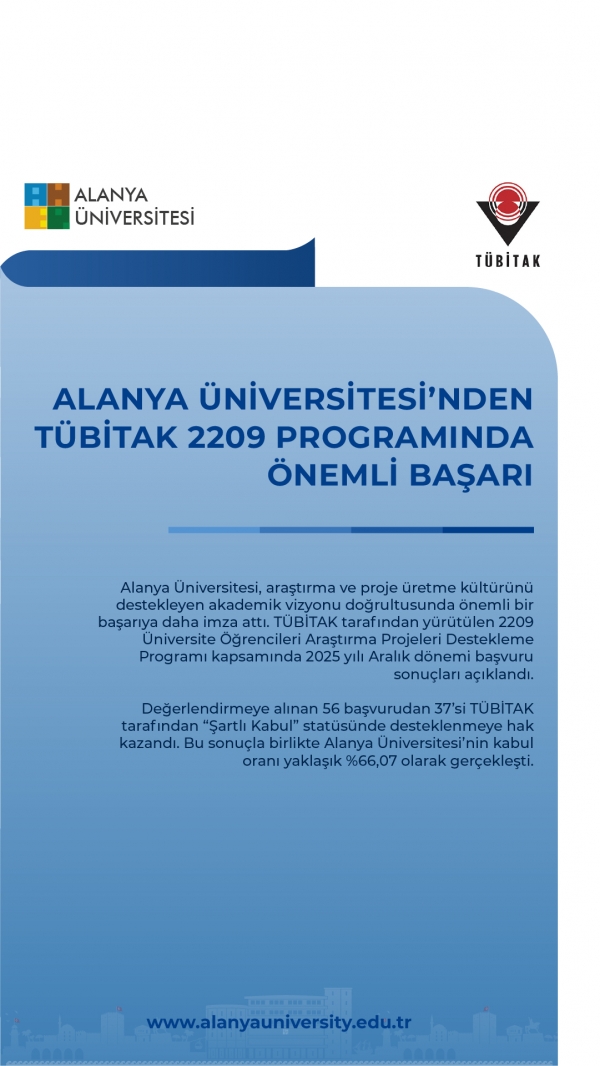 Alanya Üniversitesi’nden TÜBİTAK 2209 Programında Önemli Başarı