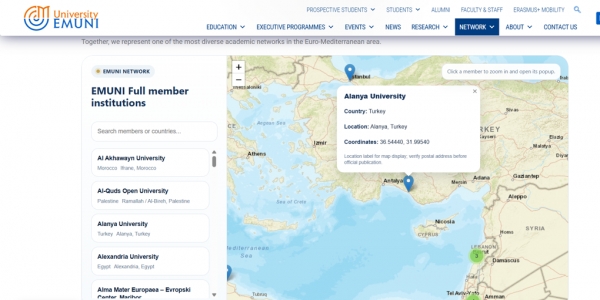 Alanya Üniversitesi, Uluslararası Akademik Ailesini Büyütüyor: Küresel EMUNI Ağı’na Resmi Katılım!