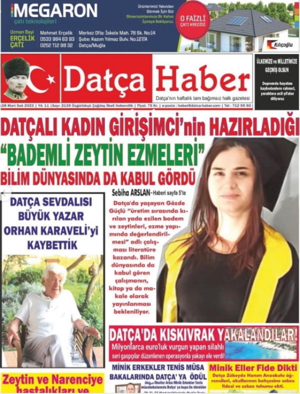Gastronomi ve Mutfak Sanatları Yüksek Lisans öğrencimiz Gözde Güçlü, "Üretim Sırasında Kırılan ya da Ezilen Badem ve Zeytinlerin Ezme Yapımında Değerlendirilmesi" isimli tezini başarı ile tamamlamıştır.