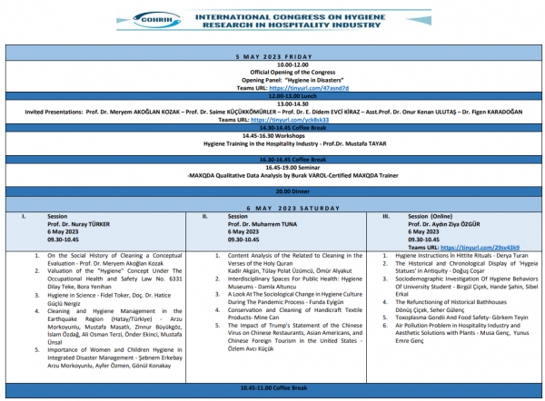 Prof. Dr. Y. Birol Saygı hocamızın bilim kurulunda yer aldığı ve düzenlenmesinde destekte bulunduğu International Congress on Hygiene Research in Hospitality Industry Kongresi 5-7 Mayıs 2023 tarihleri arasında gerçekleştirilecektir.