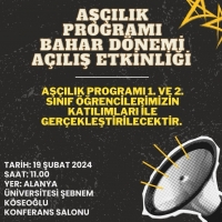 Aşçılık Programı Bahar Dönemi Açılış Etkinliği'ne Öğrencilerimizi Bekliyoruz.