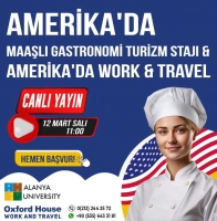 Doç. Dr. Esra Mankan moderatörlüğünde “Amerika’da Maaşlı Gastronomi Turizm Stajı & Amerika’da Work & Travel” konulu söyleşi gerçekleştirilecektir.